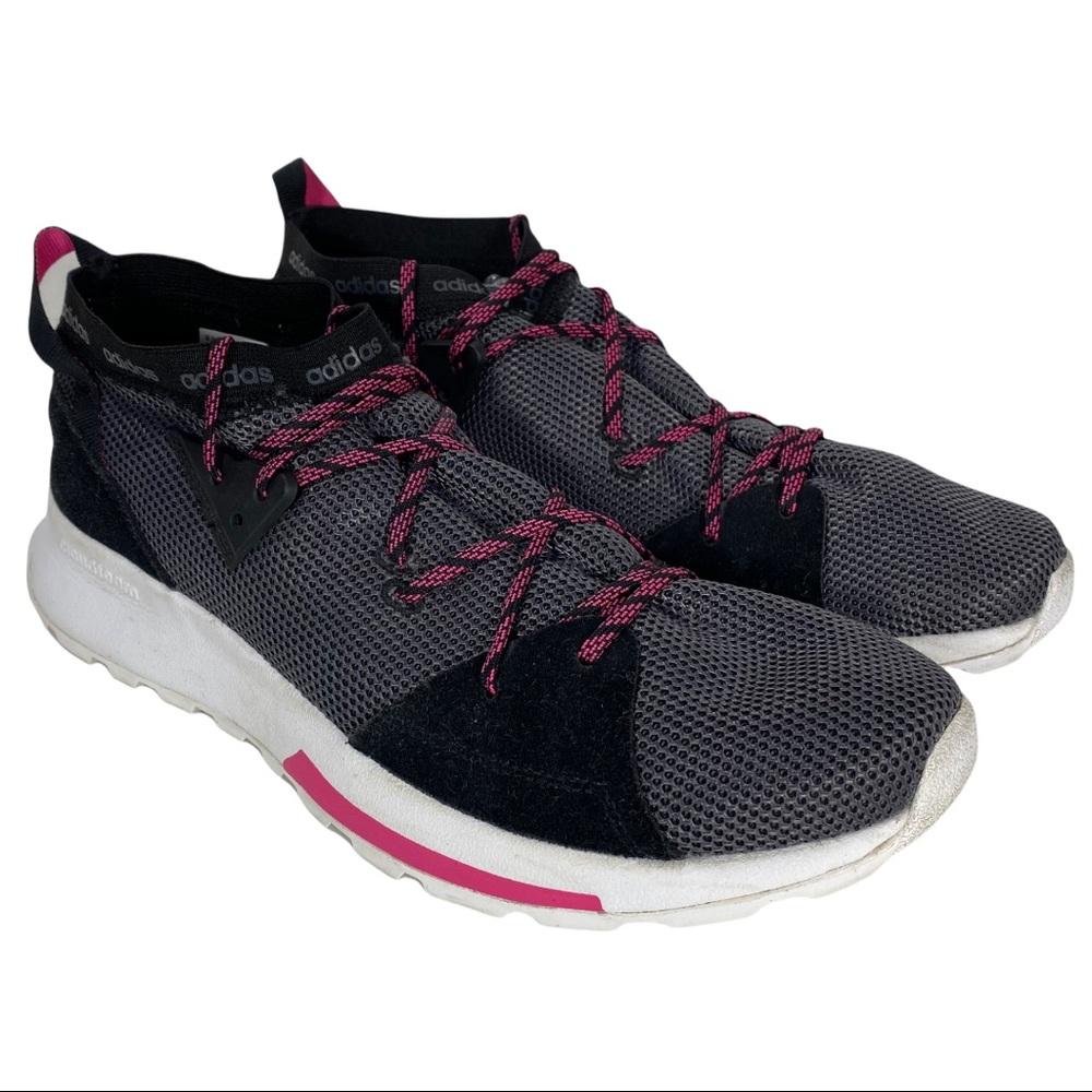 ADIDAS Quesa Trail Running Sneaker Shoes CloudFoam Charcoal Black Pink Size 10